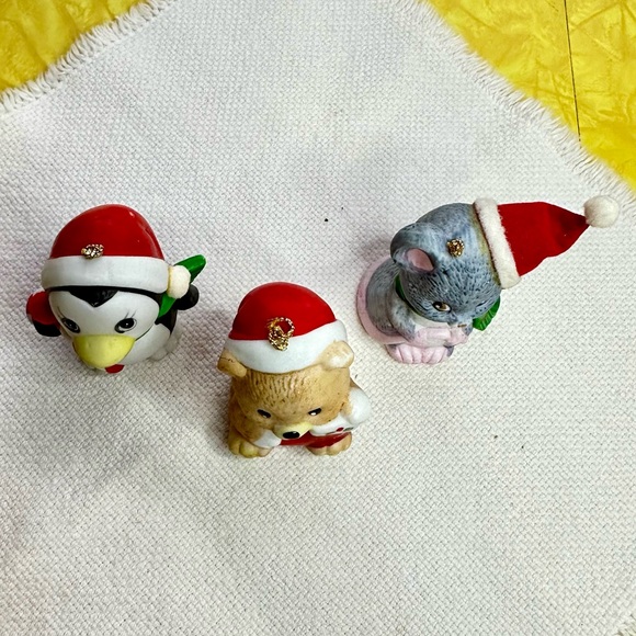 Set of Three Vintage Bell Christmas Ornaments by JSNY Taiwan Penguin Bear Mouse - Picture 4 of 7